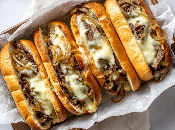 Delicious Philly Cheesesteak Sandwich with tender beef and melted cheese