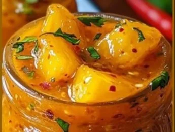 Pineapple Habanero Hot Sauce bottle with vibrant tropical ingredients.