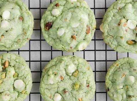 Delicious pistachio pudding cookies stacked on a plate