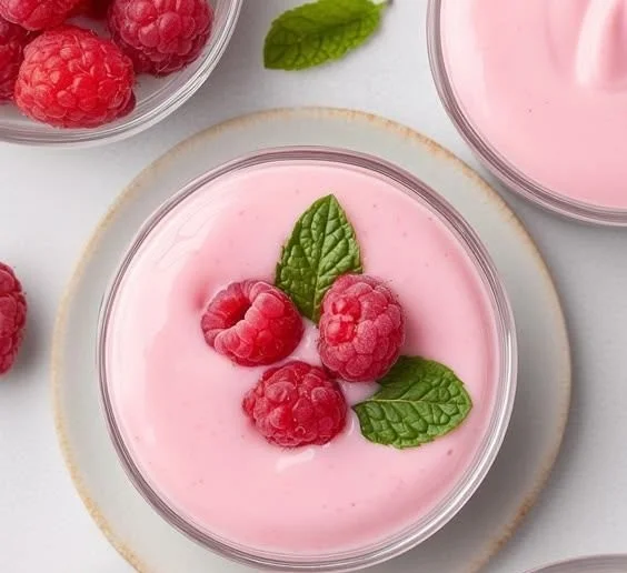 Bowl of refreshing Greek Yogurt Jello Fluff dessert topped with fresh fruits