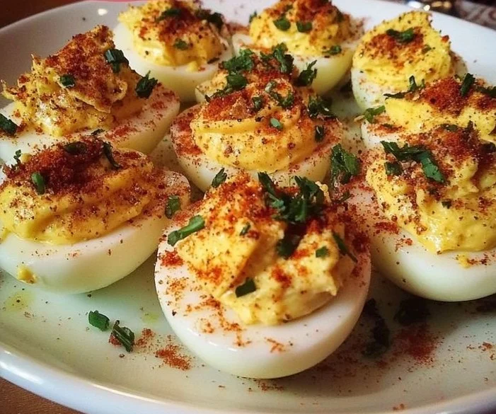 Delicious Southern-style deviled eggs served on a platter