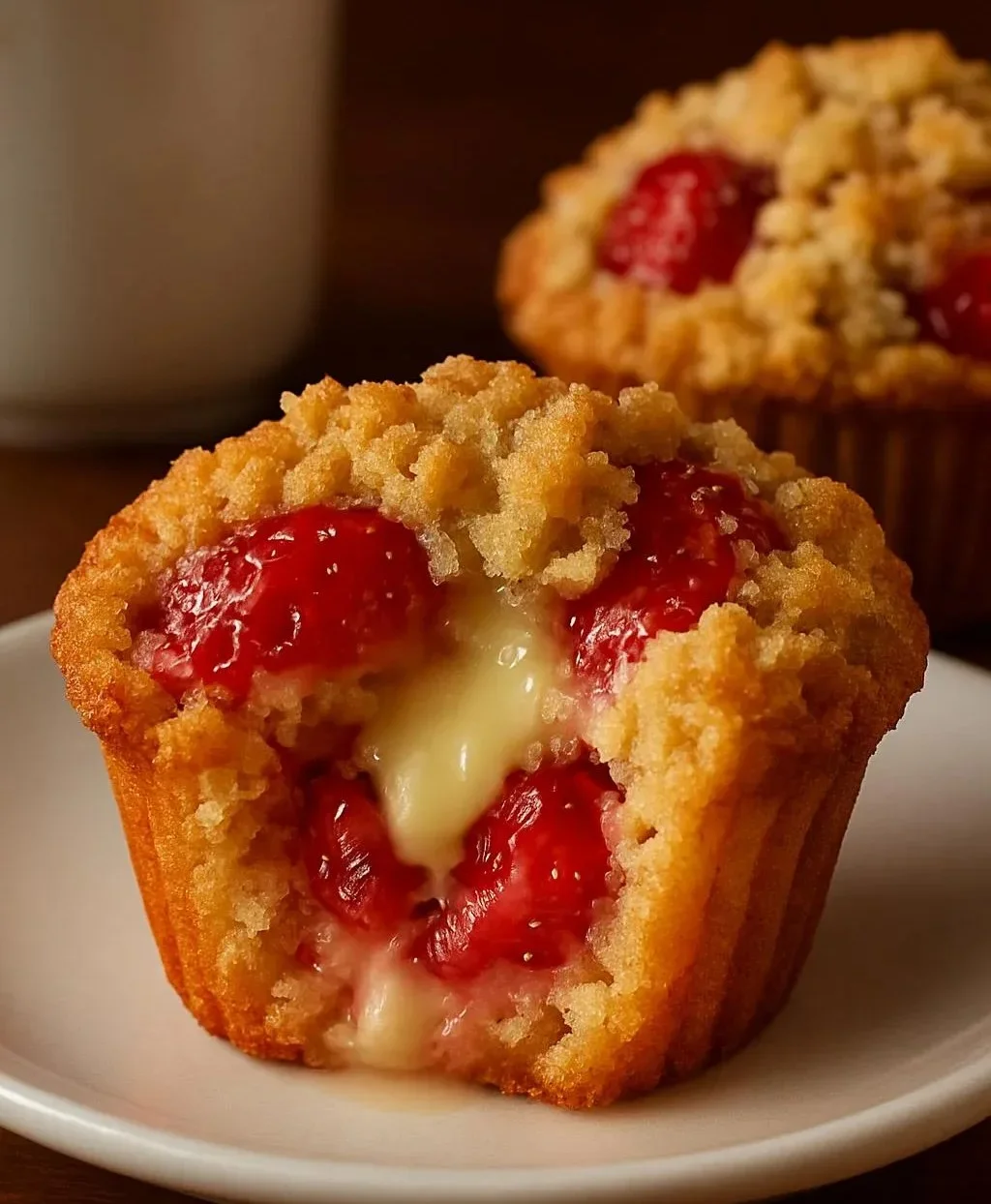 Delicious strawberry cream cheese muffins fresh out of the oven