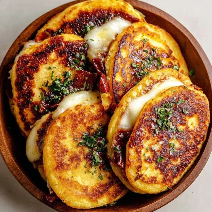 Delicious Sweet Corn Pancakes served on a plate with syrup and butter