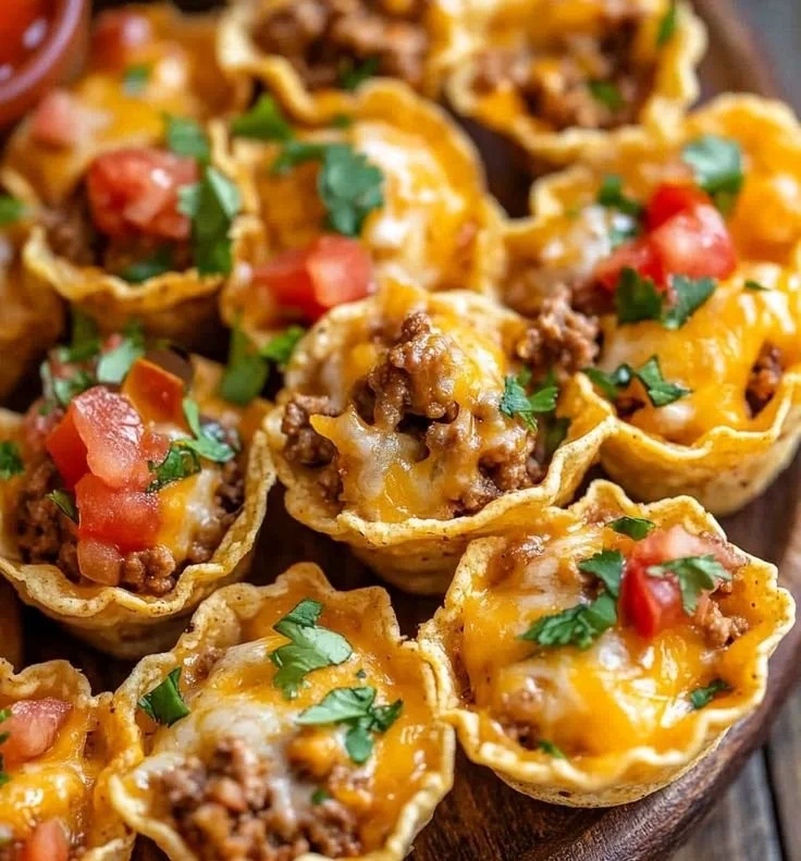 Plate of flavorful Taco Ranch Bites with toppings and garnishes