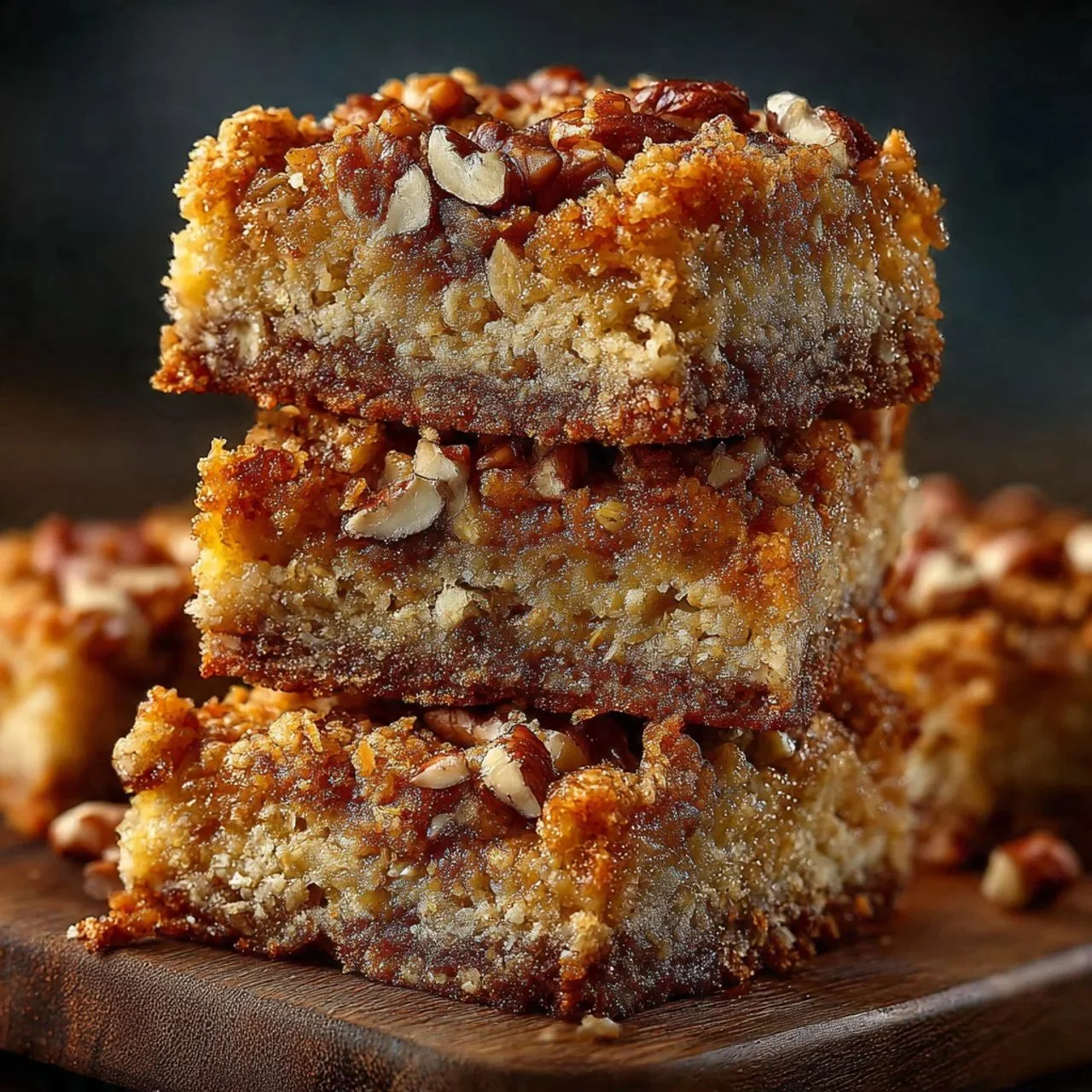 Homemade banana oatmeal bars, healthy snack packed with oats and ripe bananas.