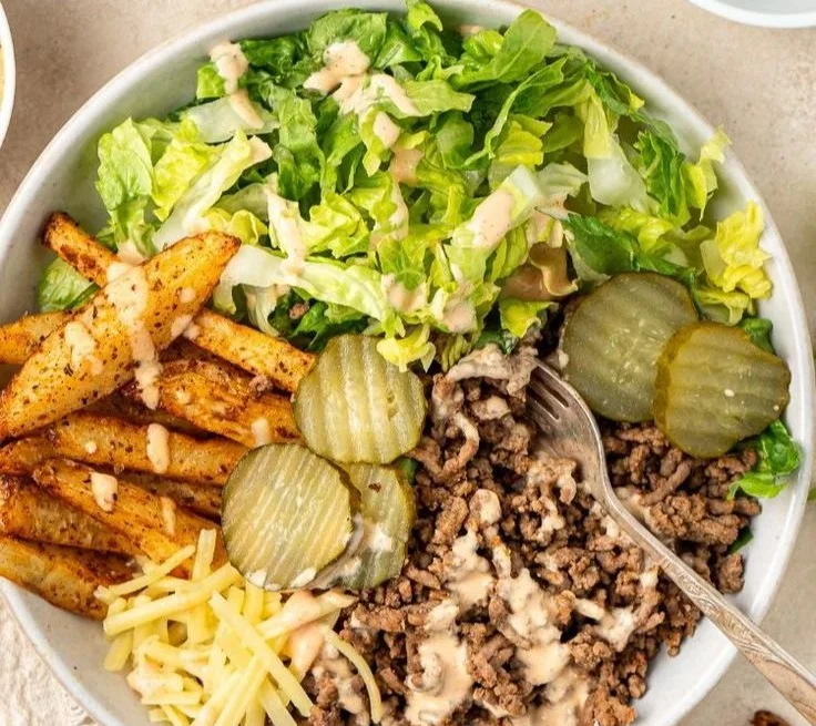 Healthy Burger Bowls loaded with fresh ingredients and savory flavors