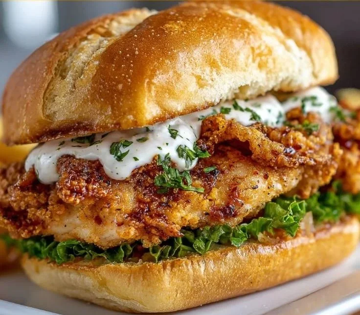 Cajun Crispy Chicken Sandwich with lettuce and spicy sauce on a bun