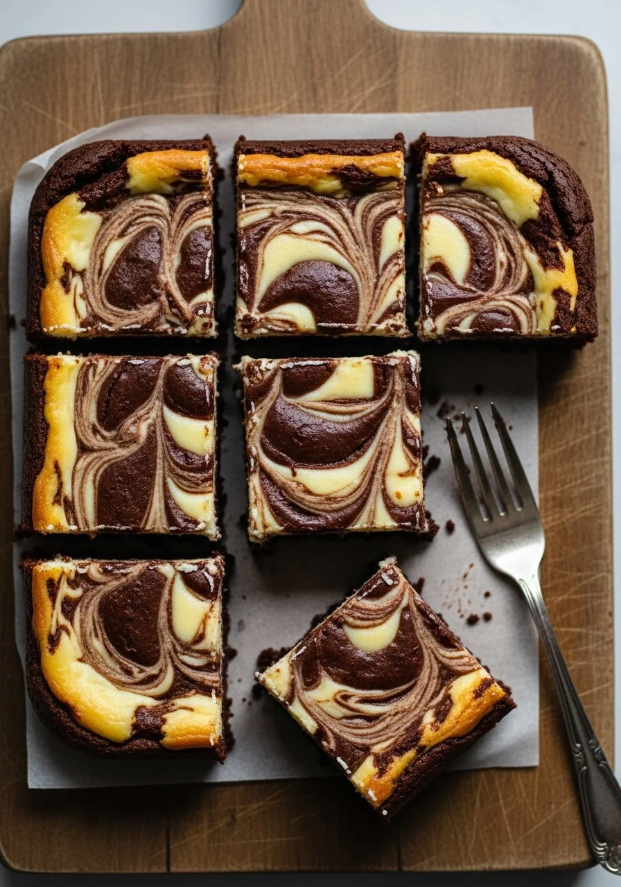Delicious cheesecake swirled brownies topped with creamy cheesecake layer