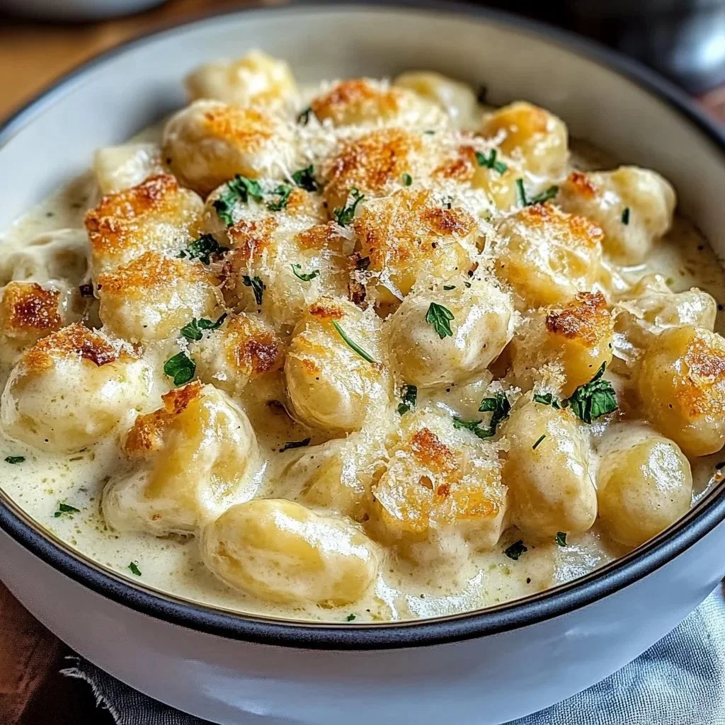 Creamy Crack Chicken Gnocchi served in a bowl with herbs and garnishes