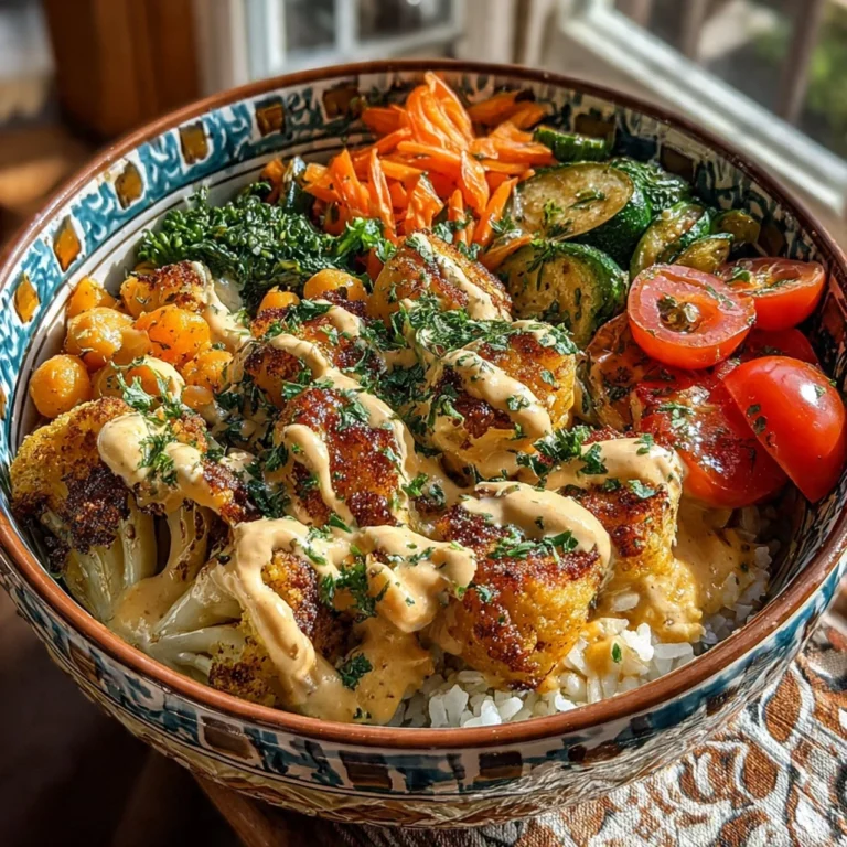 Crispy Peanut Chickpea Bowl with colorful veggies and garnishes