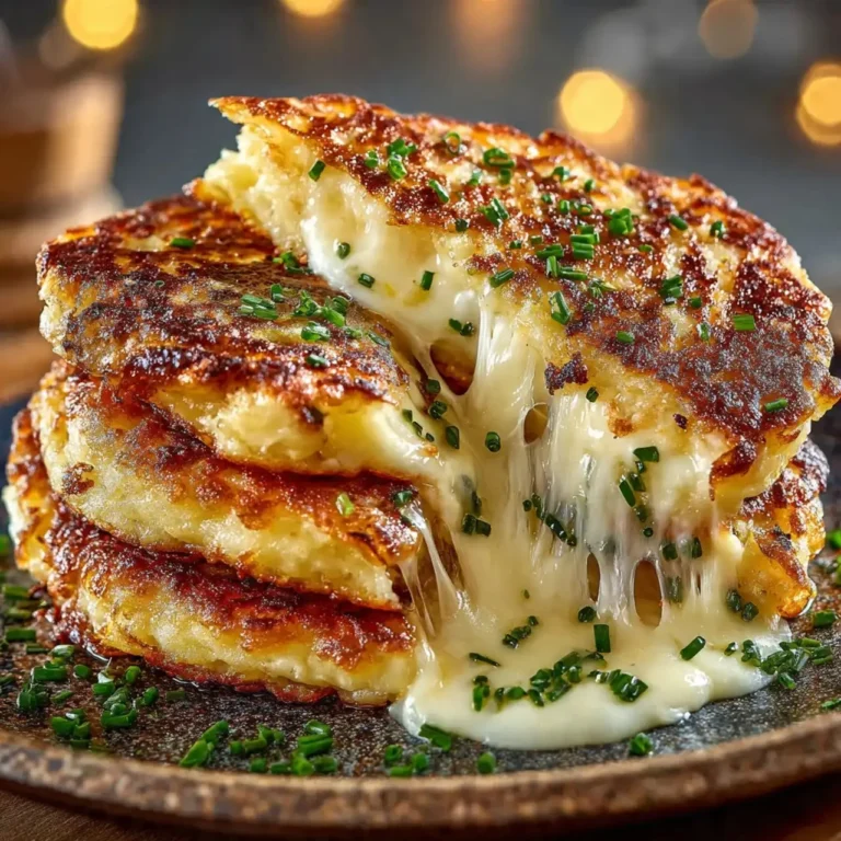 Crispy potato cheese pancakes served on a plate