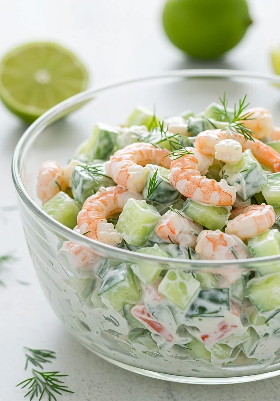 Delicious Cucumber Shrimp Salad with fresh ingredients and vibrant presentation.