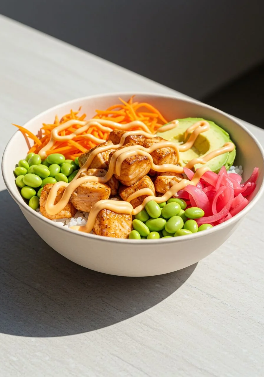 Delicious easy salmon bowl with vibrant vegetables and grains