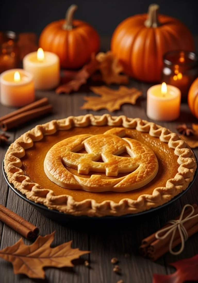 Halloween Pumpkin Pie made with savory butternut squash in a pie crust