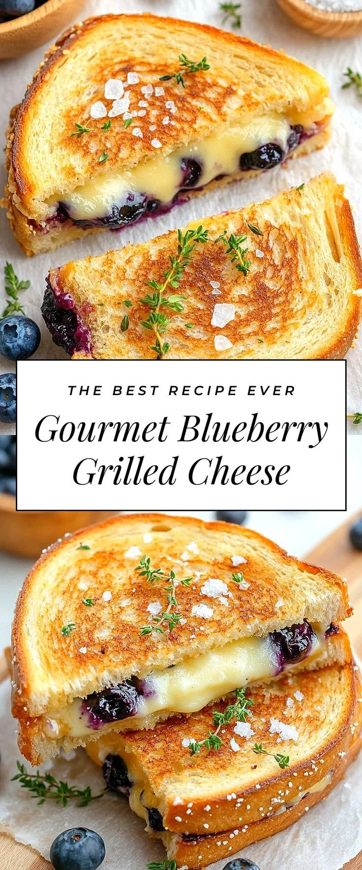 Delicious blueberry grilled cheese sandwich with melted cheese and fresh blueberries