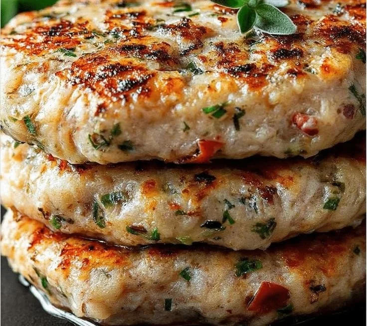 Juicy Greek chicken burgers served with tzatziki sauce on a plate