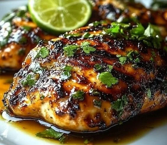 Delicious Key West grilled chicken served with fresh vegetables