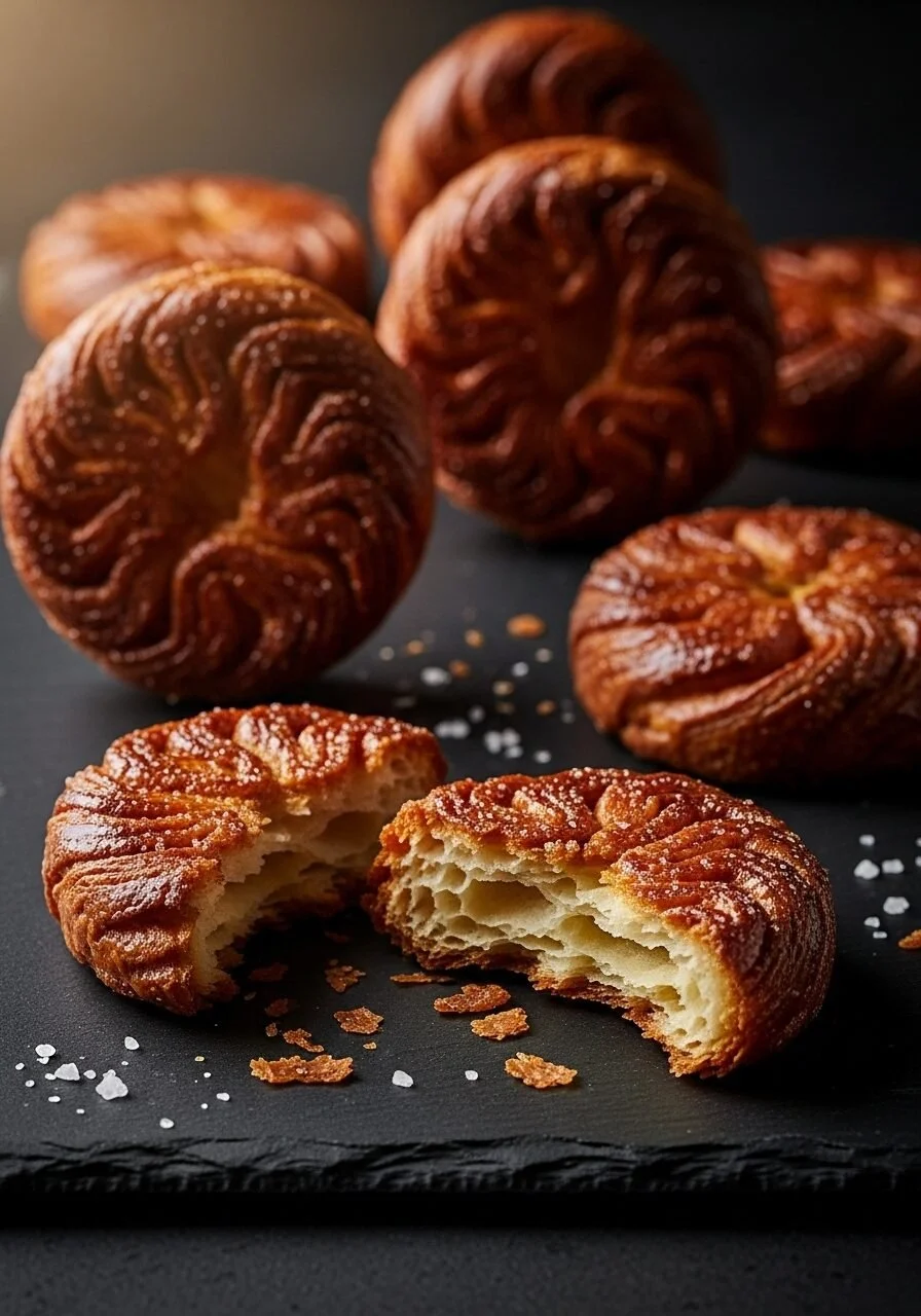 Kouign-Amann, a delicious Breton butter cake with flaky layers and caramelized sugar.