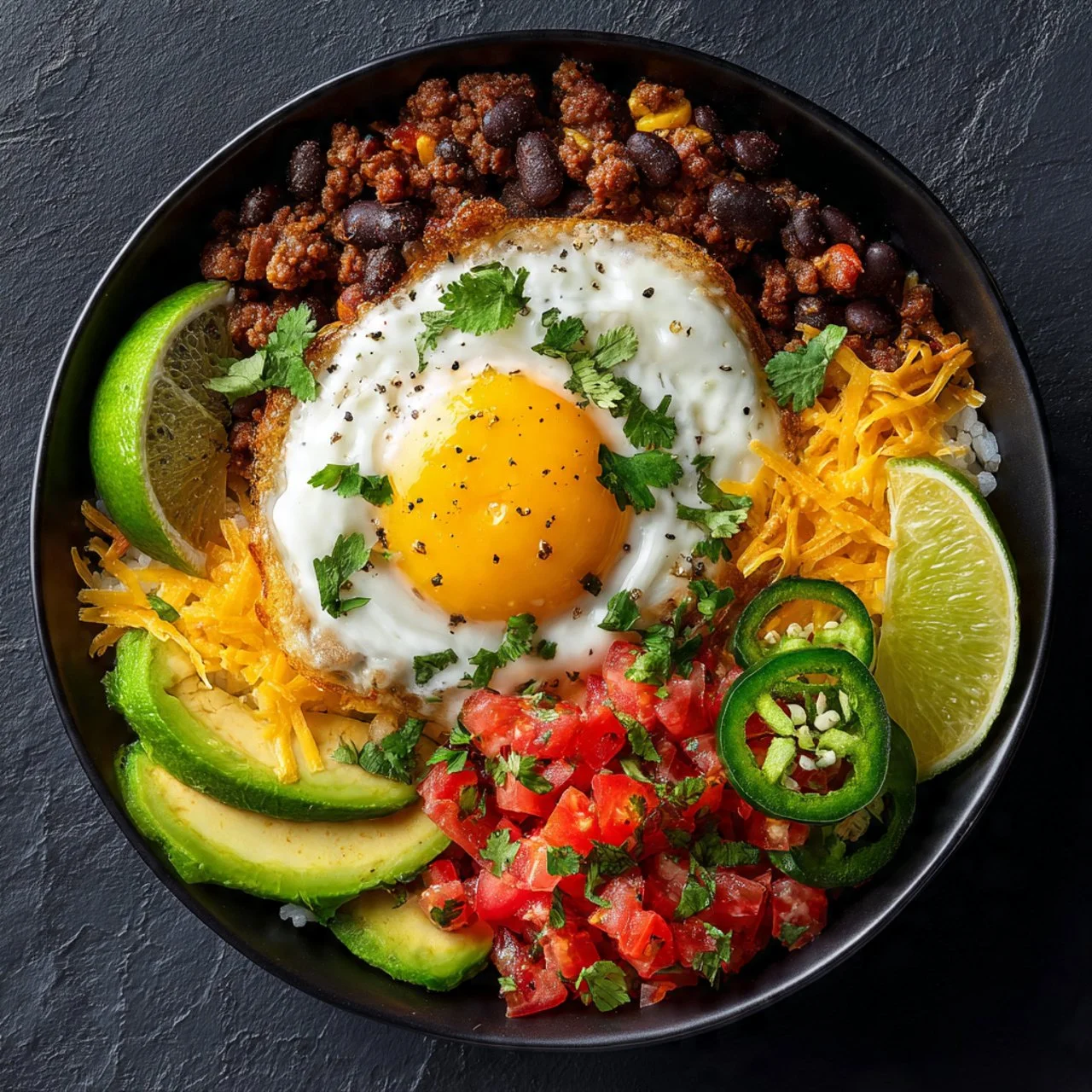Delicious Mexican breakfast bowls with fresh ingredients