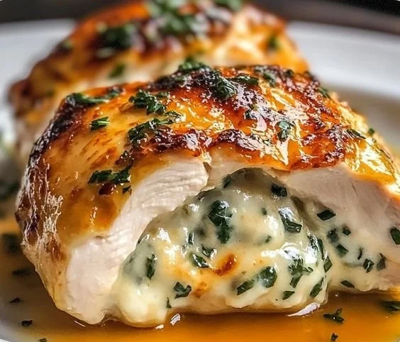 Copycat recipe for Ruth's Chris stuffed chicken, featuring rich flavors and ingredients.