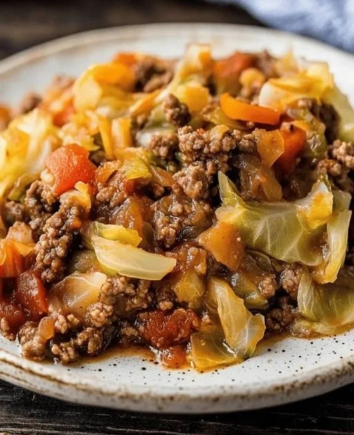 Savory dish of Irish ground beef and cabbage served in a bowl