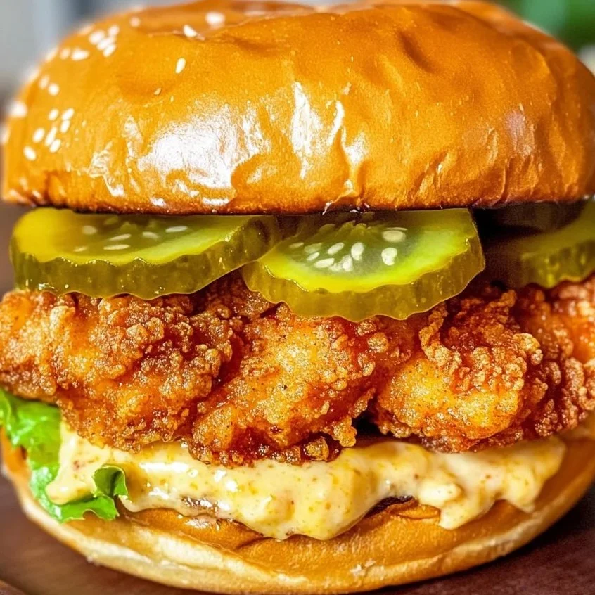 Spicy Chicken Sandwich with Creamy Homemade Sauce on a plate