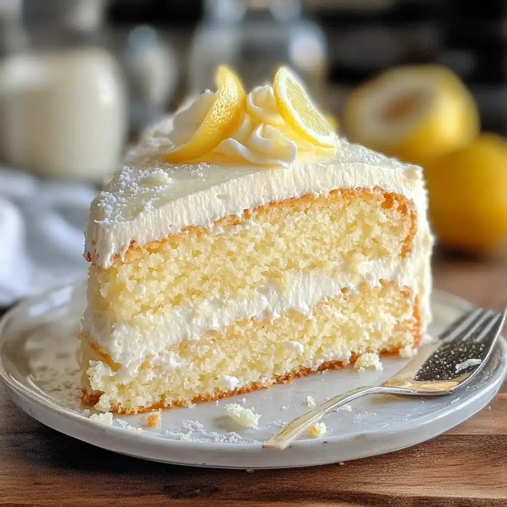 Delicious Italian Lemon Cream Cake topped with fresh citrus and creamy frosting.