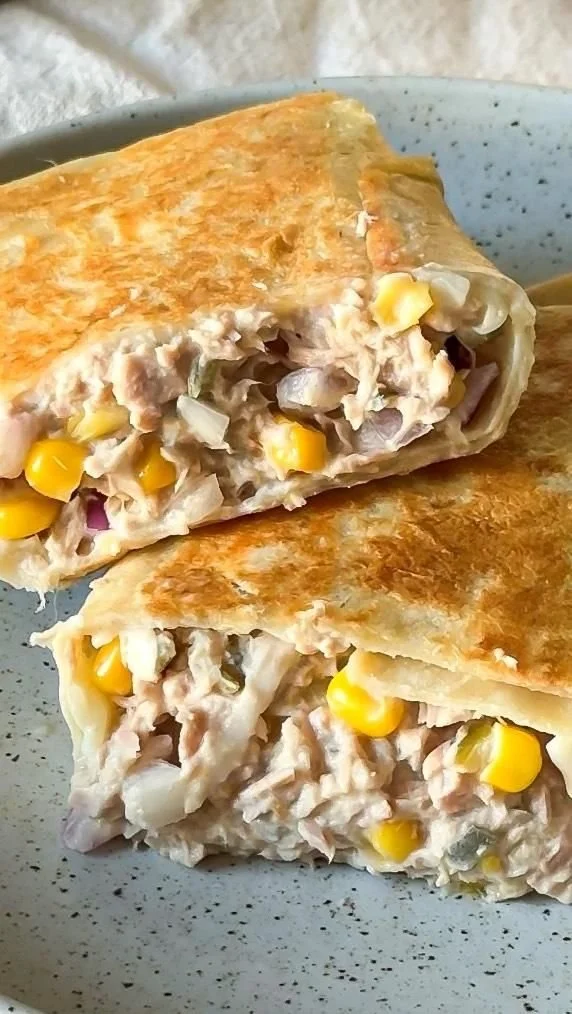 Tuna Melt Wrap featuring melted cheese and savory tuna salad in a fresh tortilla