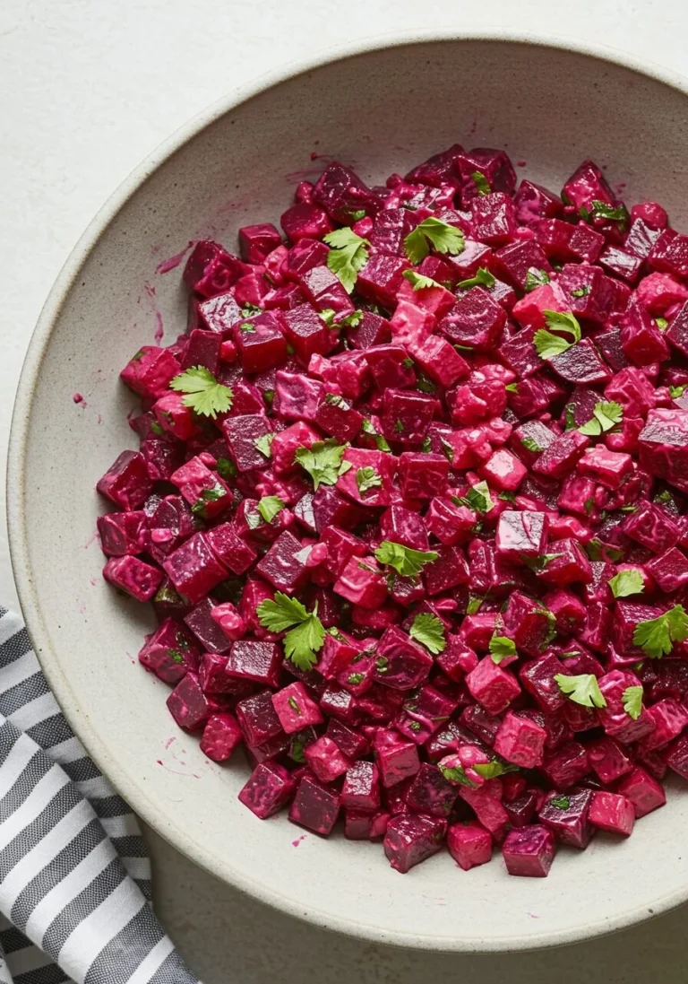 Ultimate beet salad with fresh greens and dressing