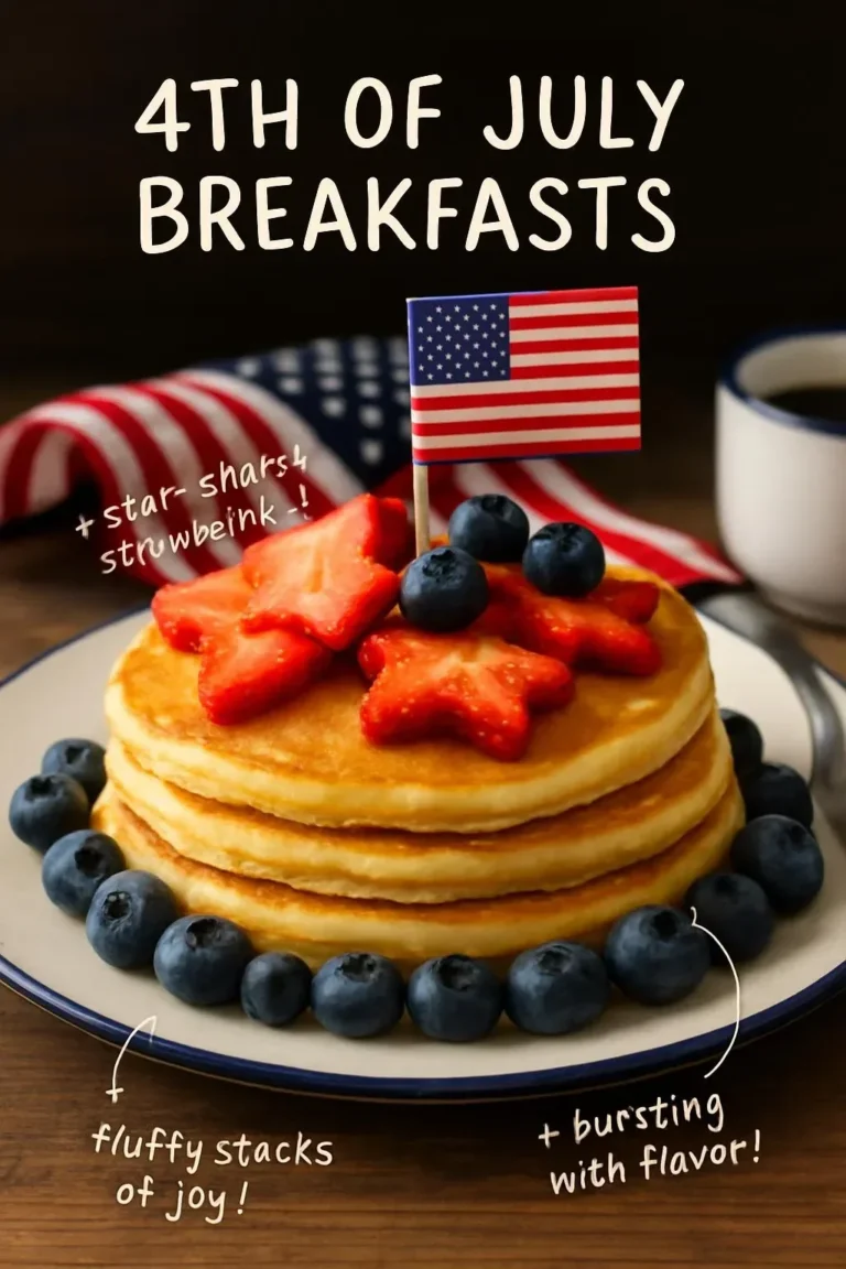 Patriotic 4th of July breakfasts featuring red, white, and blue themed dishes