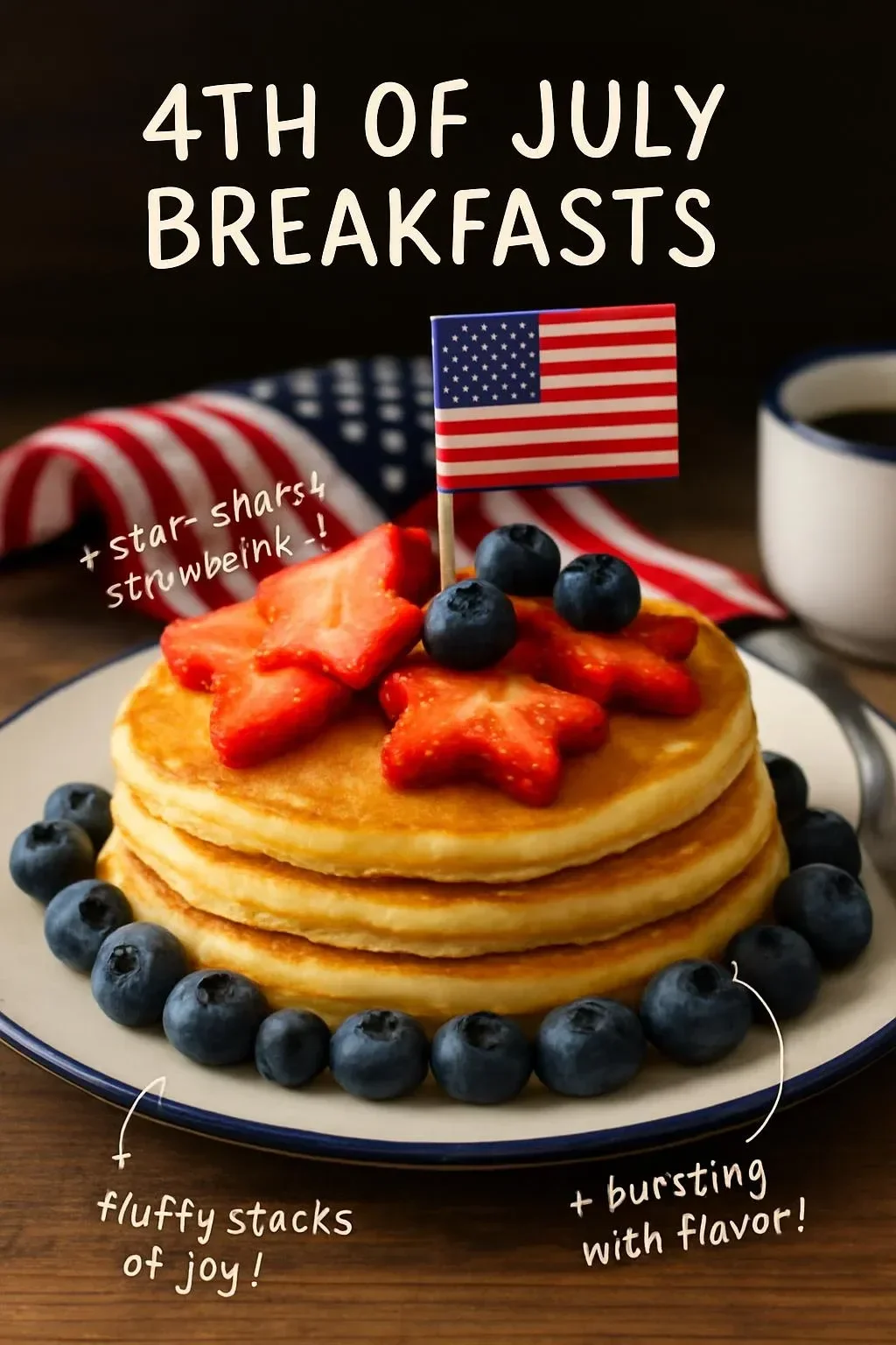 Patriotic 4th of July breakfasts featuring red, white, and blue themed dishes