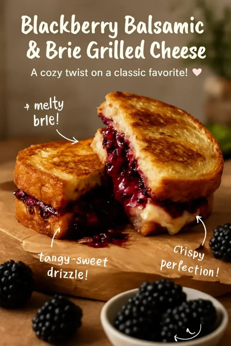 Blackberry balsamic and brie grilled cheese sandwich on a plate