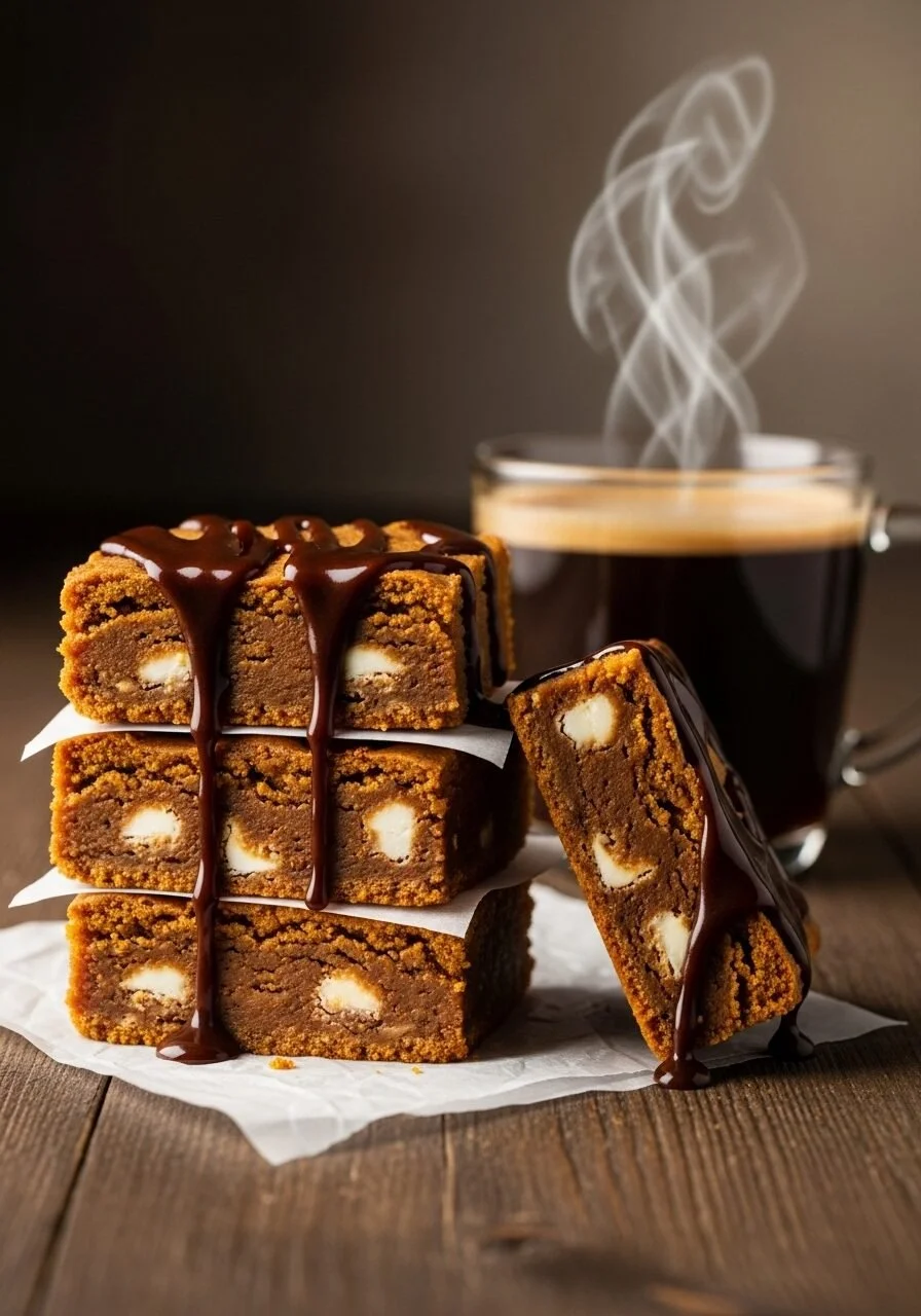 Delicious Brown Sugar Maple Pumpkin Butter Bars topped with a creamy swirl