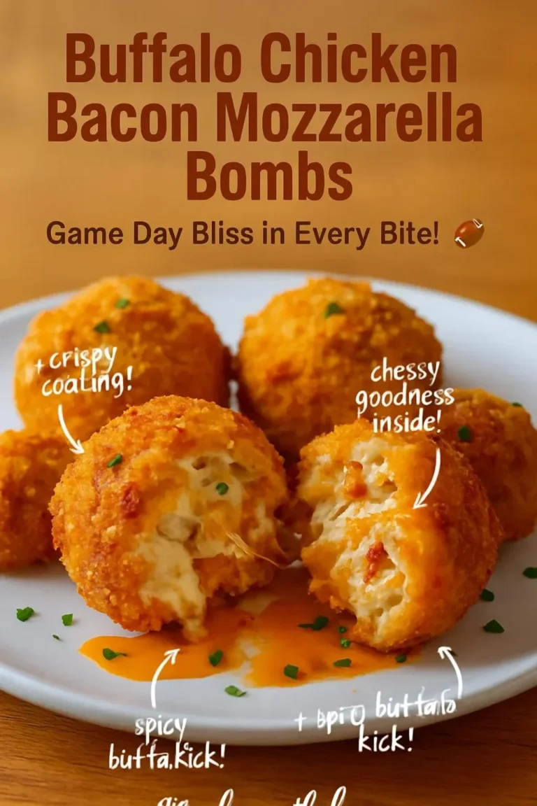 Buffalo Chicken Bombs with bacon and mozzarella, perfect for game day snacks.