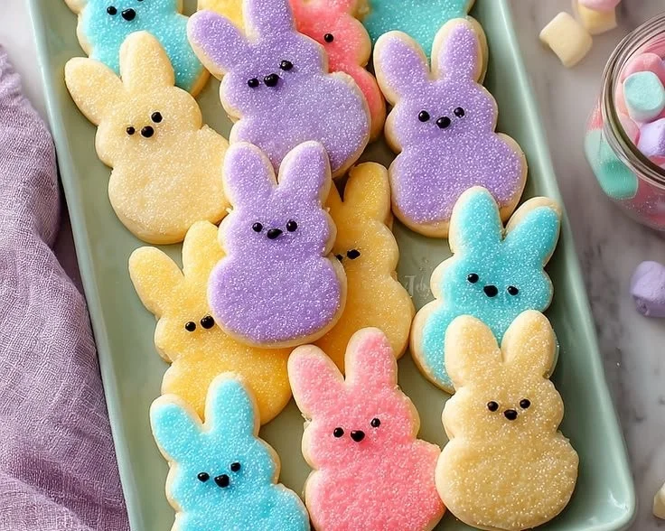 Delicious Buttercream Bunny Cookies decorated for Easter
