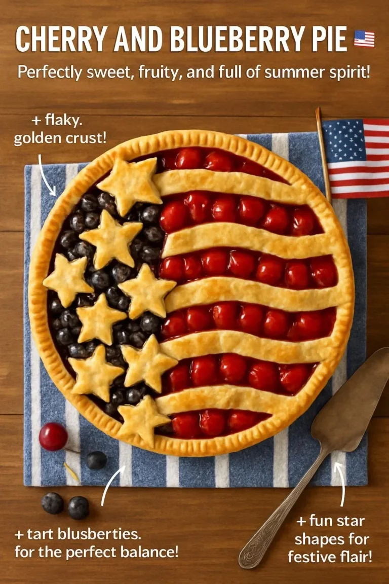 Delicious Cherry Blueberry Pie freshly baked with vibrant berries