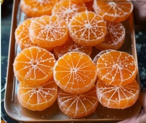 Homemade orange candy recipe with vibrant orange pieces and sugar coating