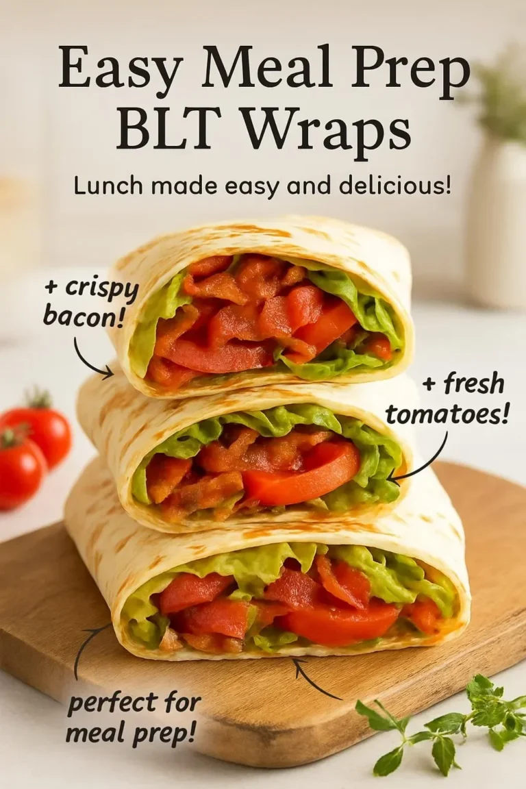 Delicious BLT wraps ready for meal prep with bacon, lettuce, and tomato.