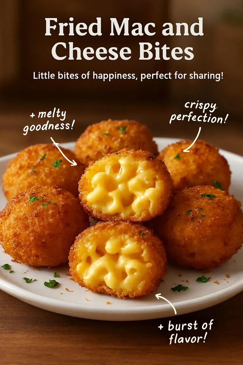 Delicious fried mac and cheese bites served on a platter.