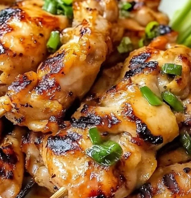 Delicious grilled Vietnamese chicken garnished with fresh herbs and spices.