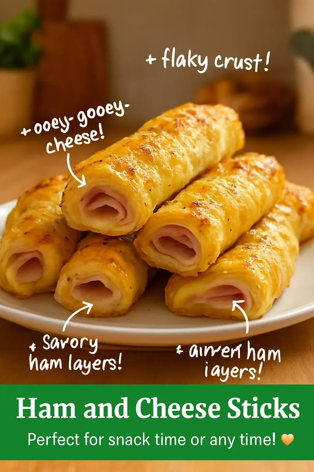 Delicious homemade ham and cheese sticks served as a snack.