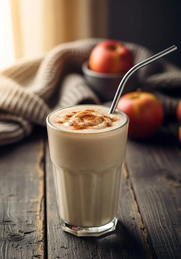 Healthy Apple Pie Smoothie with apples and spices in a glass