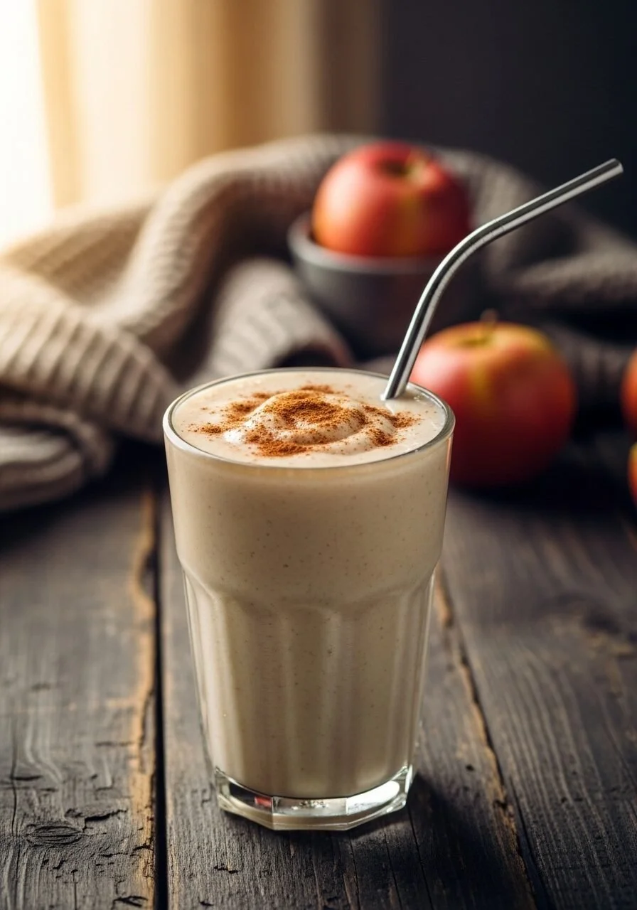 Healthy Apple Pie Smoothie with apples and spices in a glass