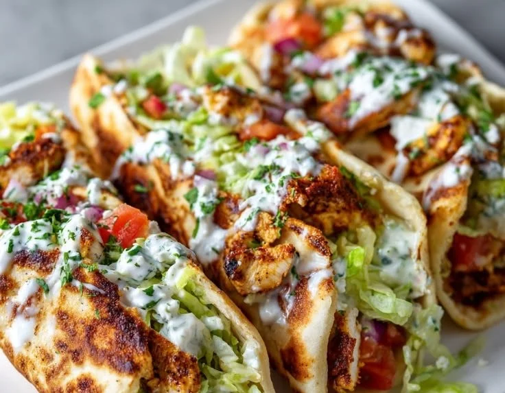 High-protein crispy cottage cheese flatbread chicken wraps on a plate
