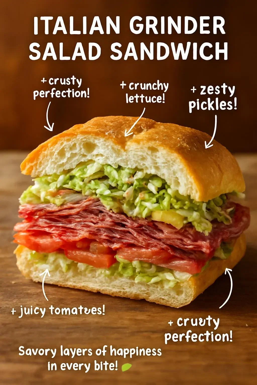 Delicious Italian Grinder Salad Sandwich with fresh ingredients
