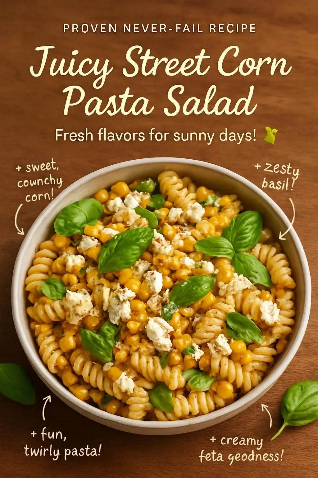 Delicious and colorful street corn pasta salad served in a bowl.