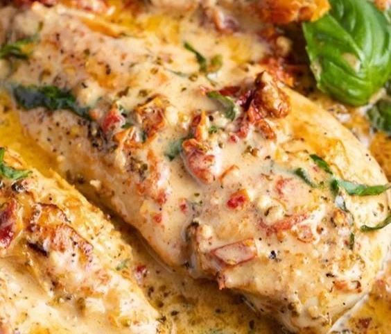 Delicious Marry Me Chicken plated with herbs and cream sauce