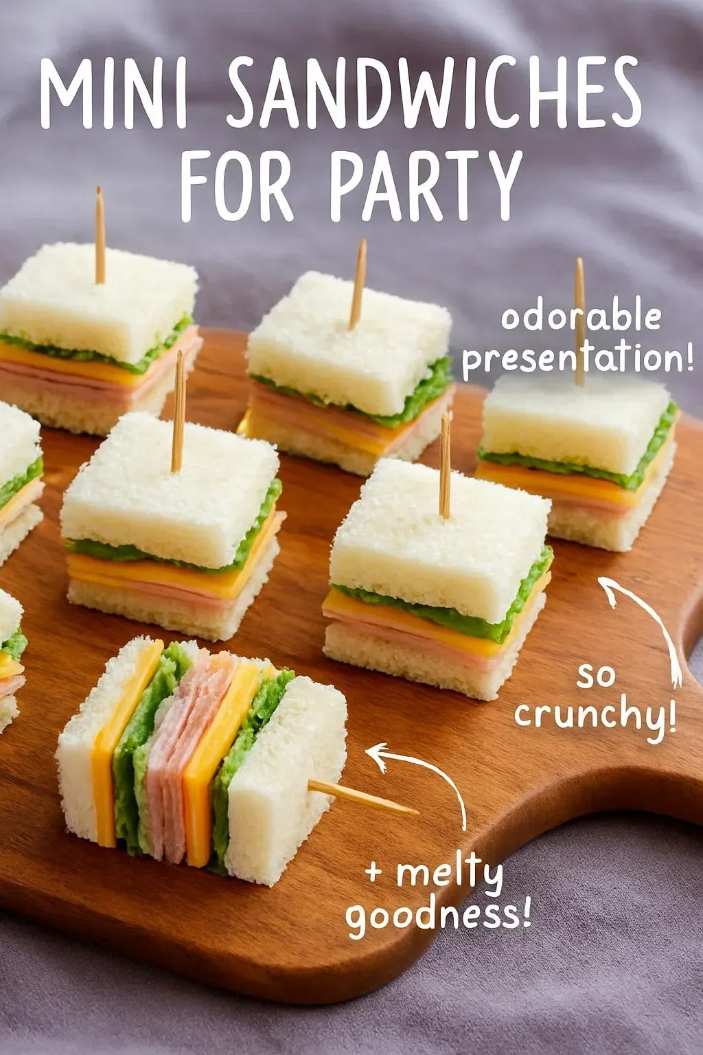 A platter of various mini sandwiches, perfect for snacks and gatherings.