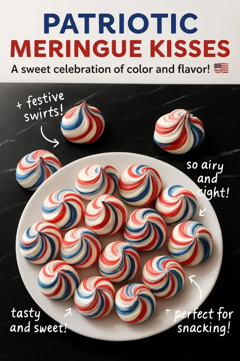Colorful patriotic meringue kisses dessert for festive celebrations