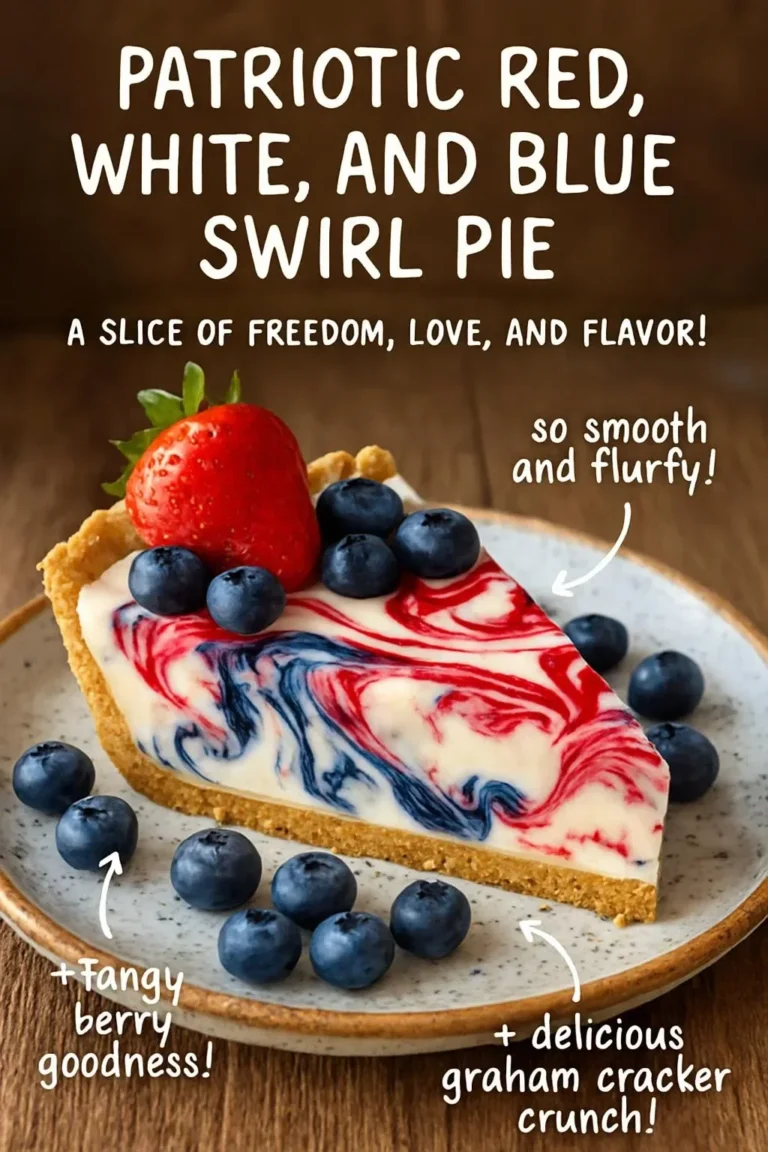 Patriotic Red White Blue Swirl Pie with vibrant colors and swirls